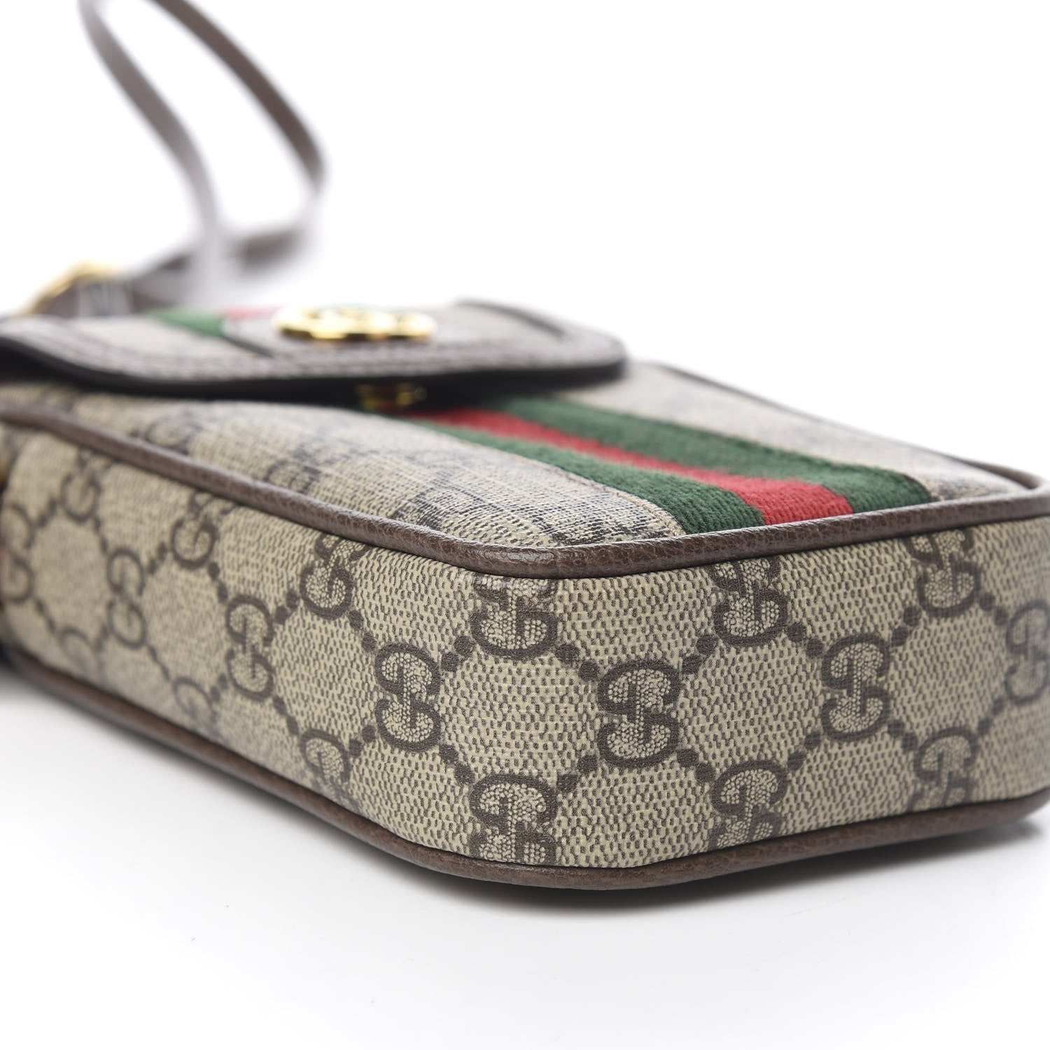 Gucci GG Supreme Monogram Web Ophidia Phone Crossbody Bag Beige New Acero 6 of 9