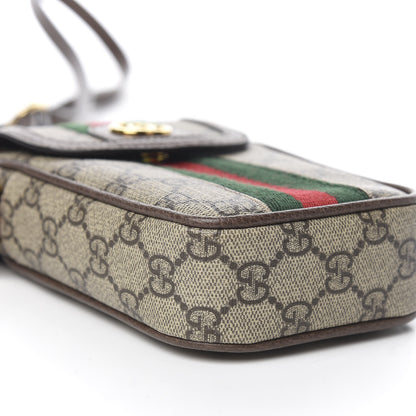 Gucci GG Supreme Monogram Web Ophidia Phone Crossbody Bag Beige New Acero 6 of 9