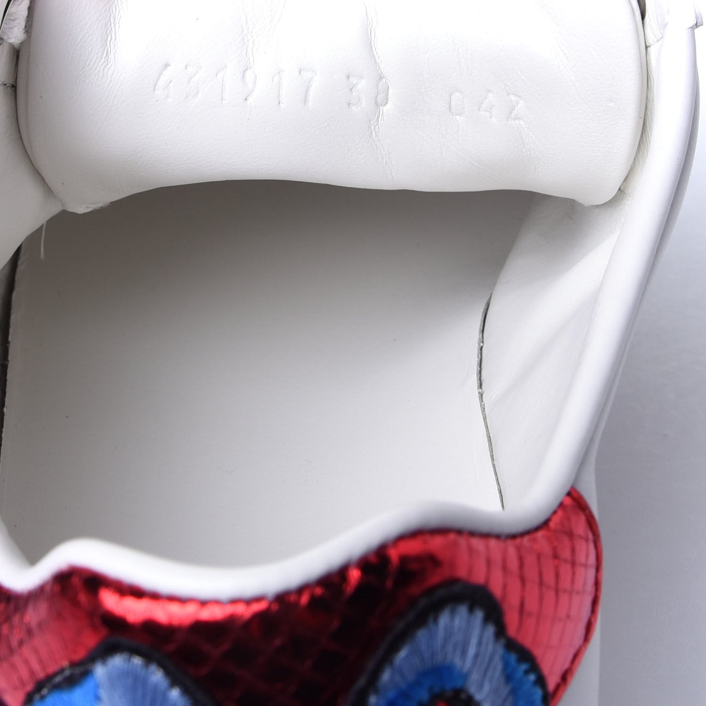 Calfskin Web Floral Embroidered Ace Sneakers 38 White