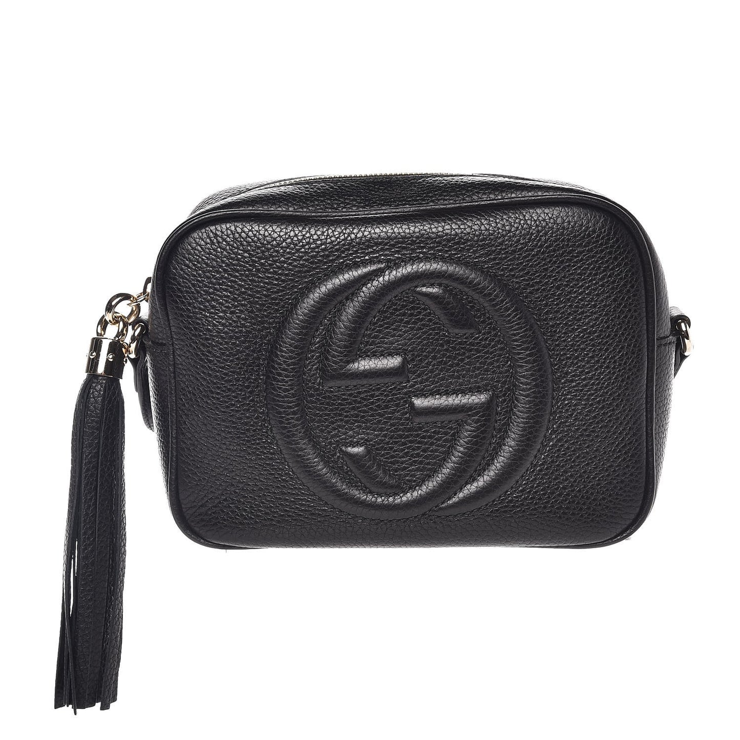 Pebbled Calfskin Small Soho Disco Bag Black