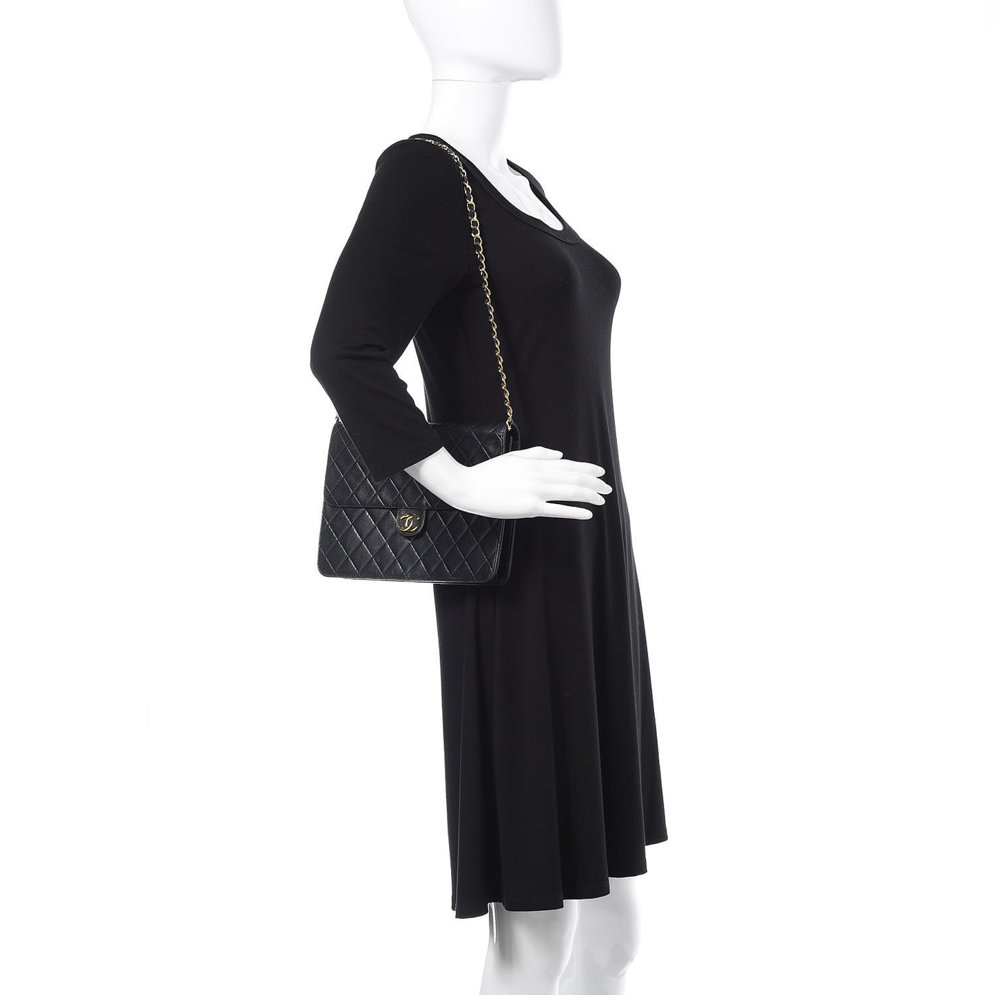 Lambskin Quilted Medium Single Flap Black