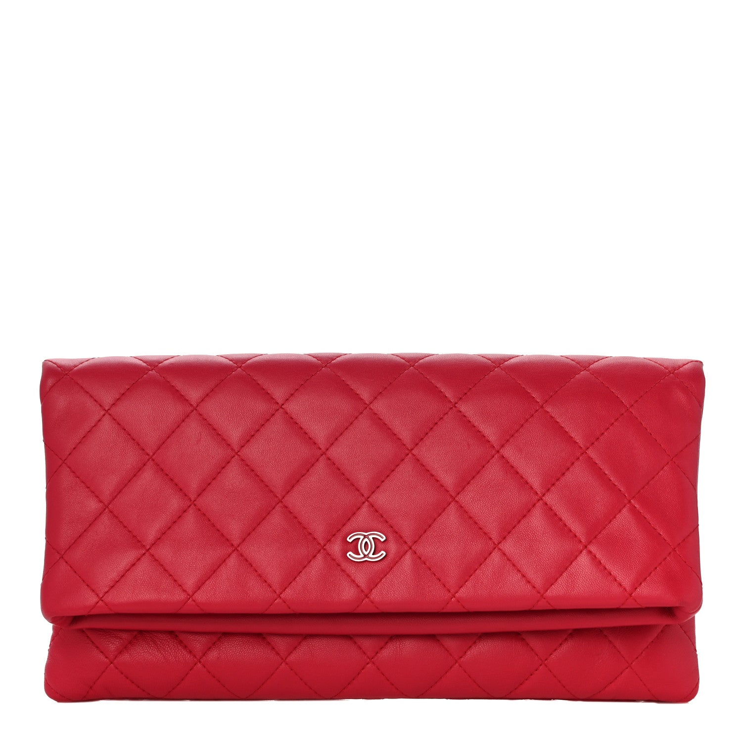 Chanel Lambskin Quilted CC Beauty Clutch Red 1 of 10