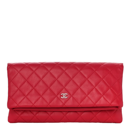 Chanel Lambskin Quilted CC Beauty Clutch Red 1 of 10