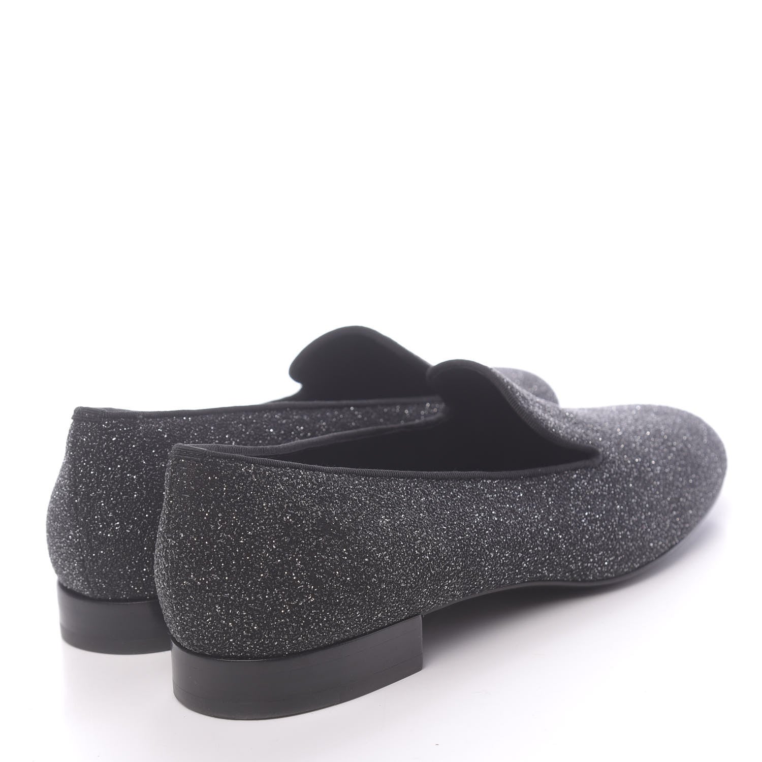 Saint Laurent Metallic Calfskin Smoking Slipper Flat Loafers 38.5 Black Glitter 4 of 8