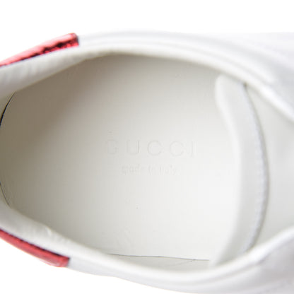 Gucci Calfskin Ayers Bee Embroidered Womens Ace Sneakers 38 White Green 7 of 9