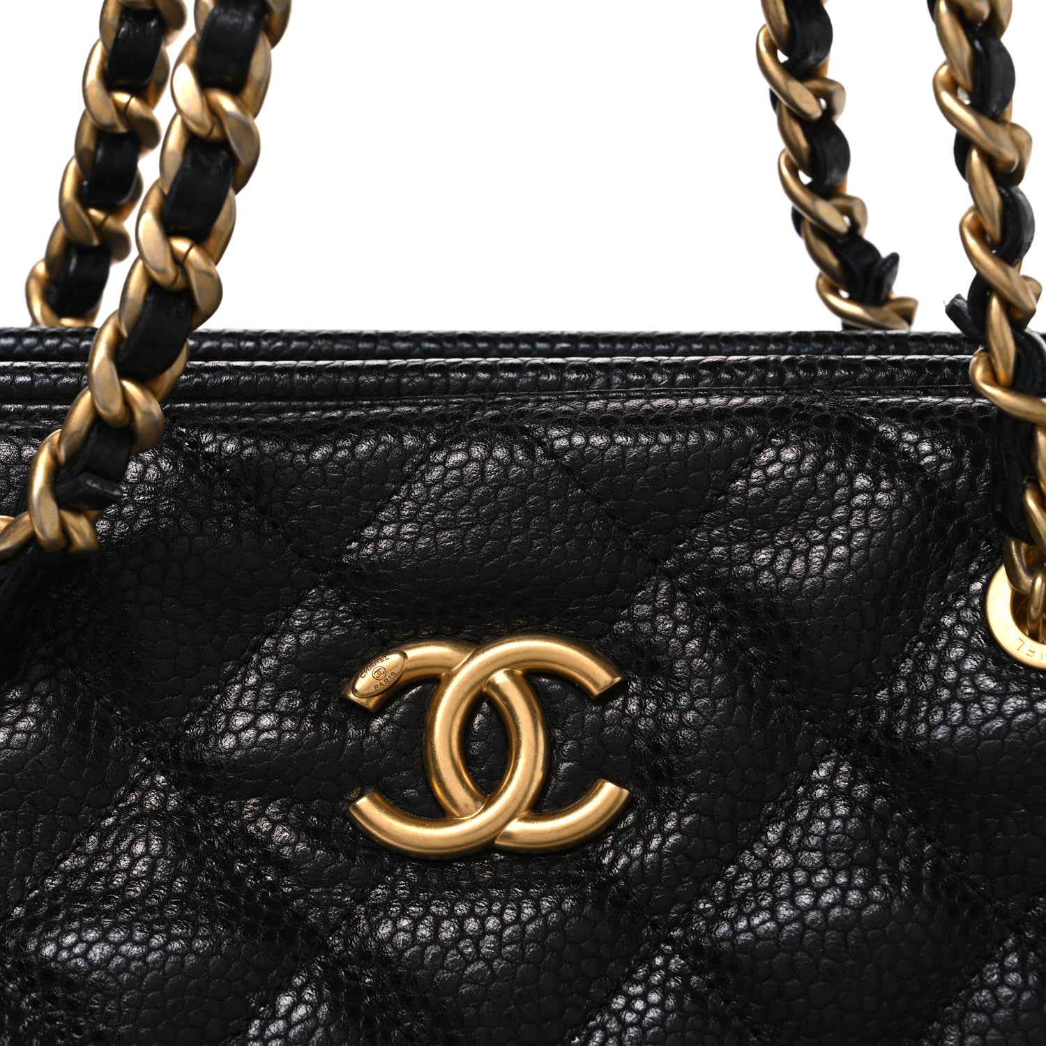 Chanel Shiny Caviar Quilted Large Bowling Bag Black Black 8 of 10