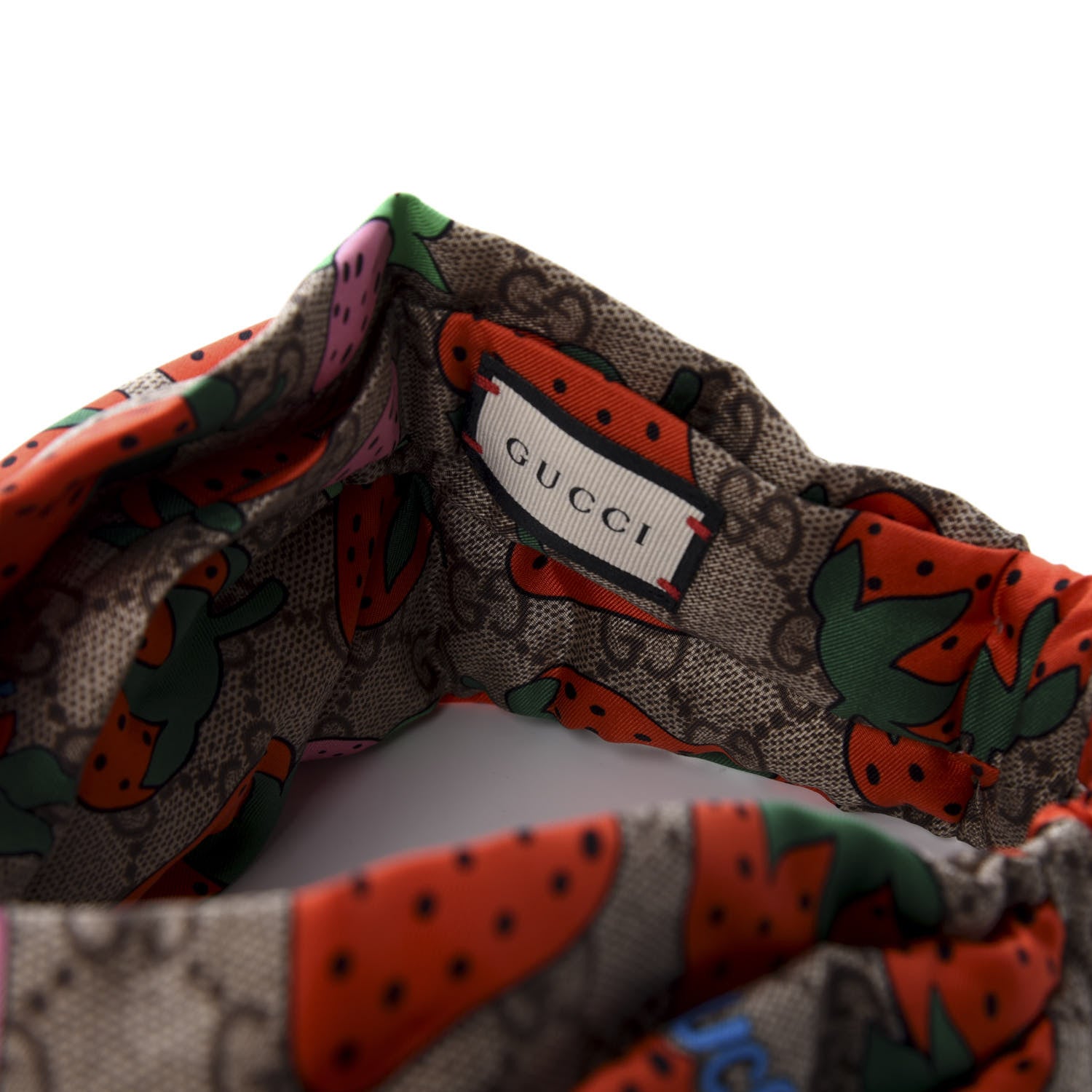 Gucci Silk Monogram Strawberry Print Headband M 3 of 4