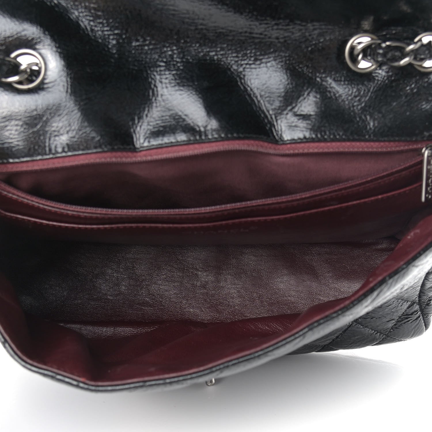 Chanel Crinkled Patent Quilted Jumbo Single Flap Black 5 of 15