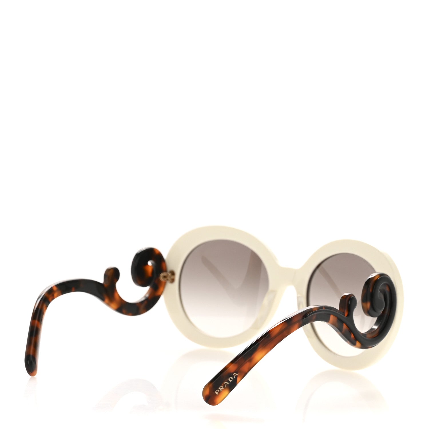 Prada Baroque SPR 27N Round Sunglasses Ivory Tortoise 4 of 9