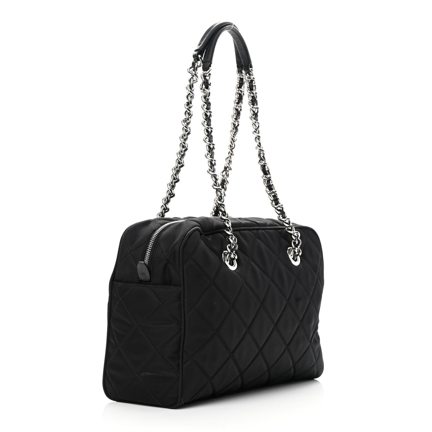 Nylon Tessuto Impuntu Quilted Shoulder Bag Black