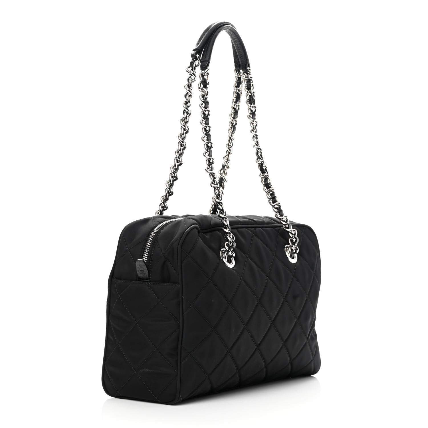 Prada Nylon Tessuto Impuntu Quilted Shoulder Bag Black 3 of 11