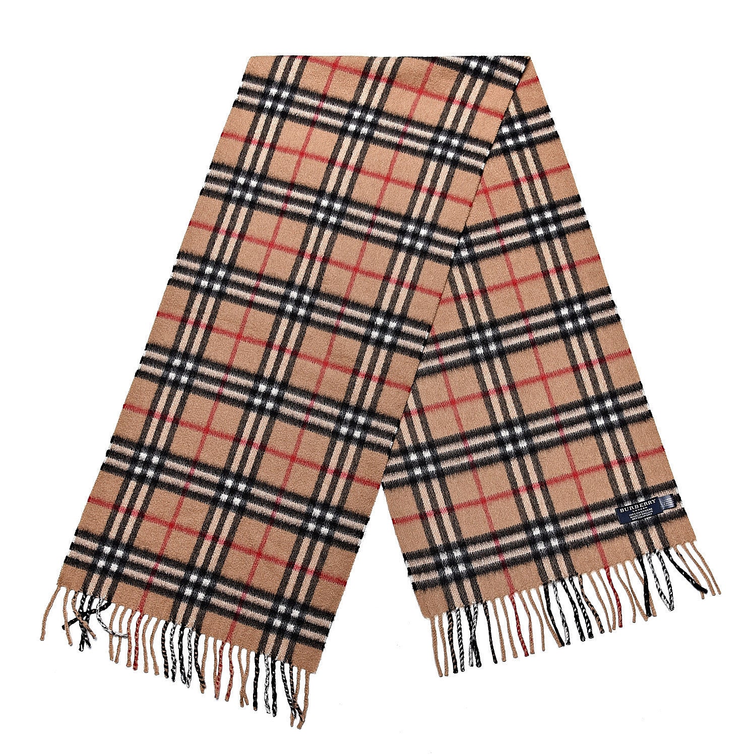 Burberry Cashmere House Check Fringe Scarf Camel 3 of 5