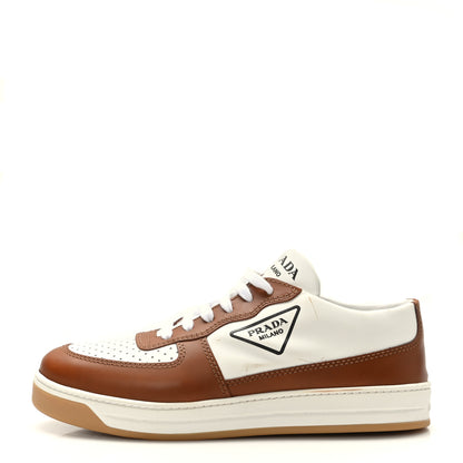 Prada Vitello Soft Low Top Sneakers 39 White Cognac 1 of 13