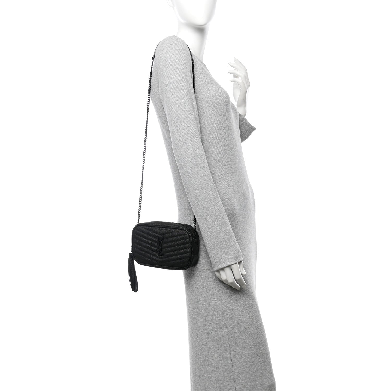 Saint Laurent Grain De Poudre Matelasse Monochrome Monogram Mini Lou Camera Bag Black 2 of 9