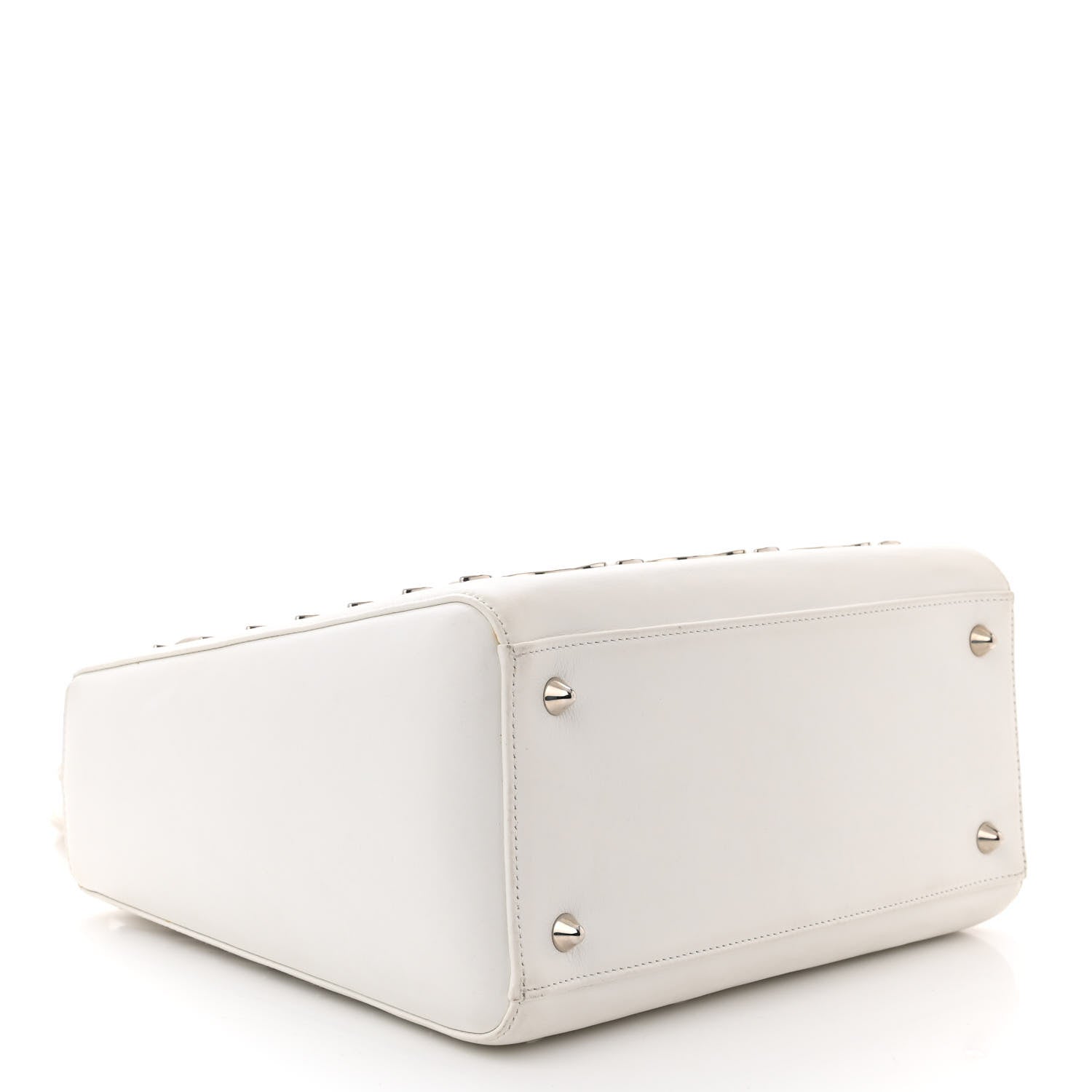Christian Dior Calfskin Metal Embellished Medium Lady Dior White 4 of 11
