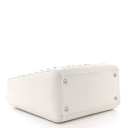 Christian Dior Calfskin Metal Embellished Medium Lady Dior White 4 of 11