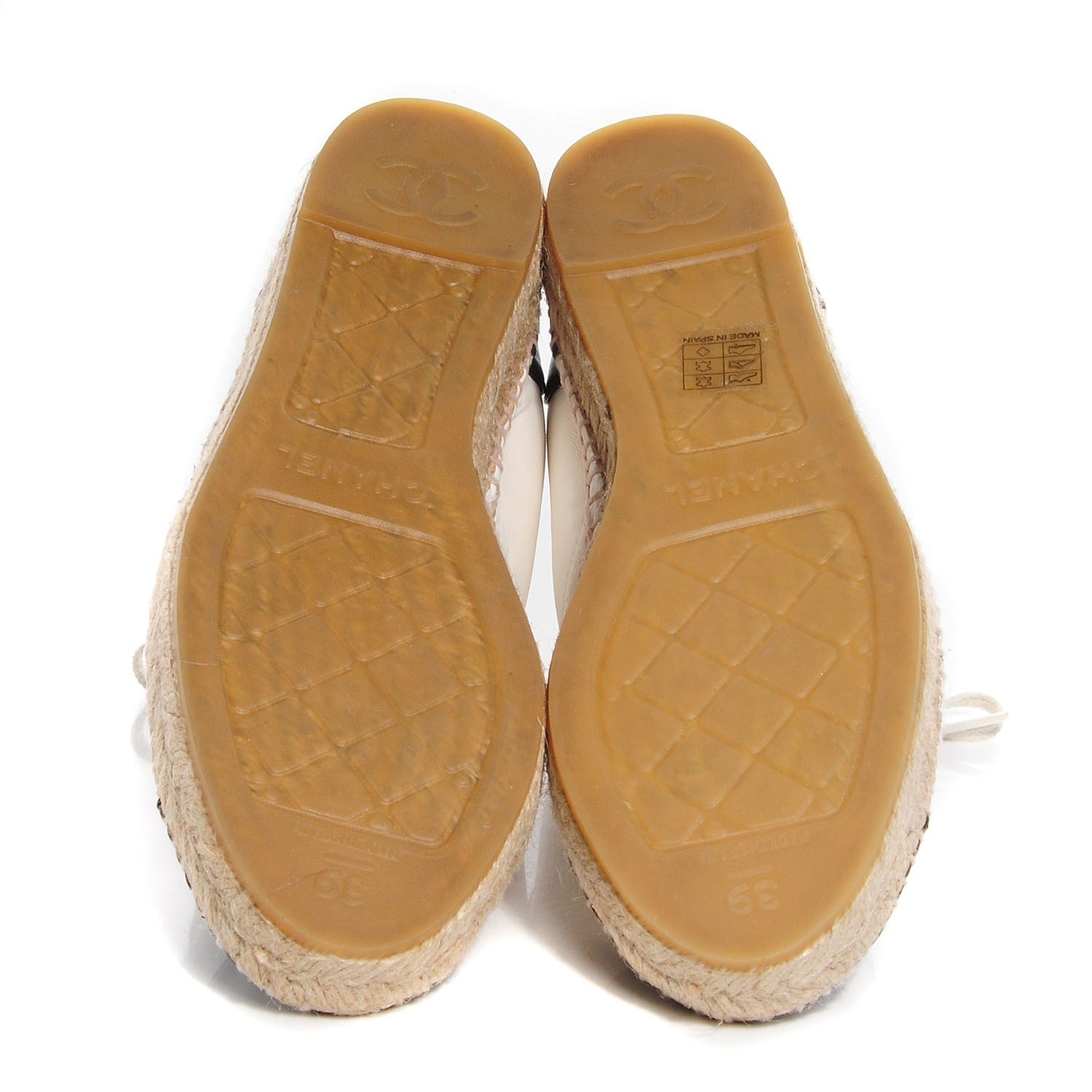 Chanel Lambskin Cap Toe Lace Up Espadrilles 39 White Black 5 of 8