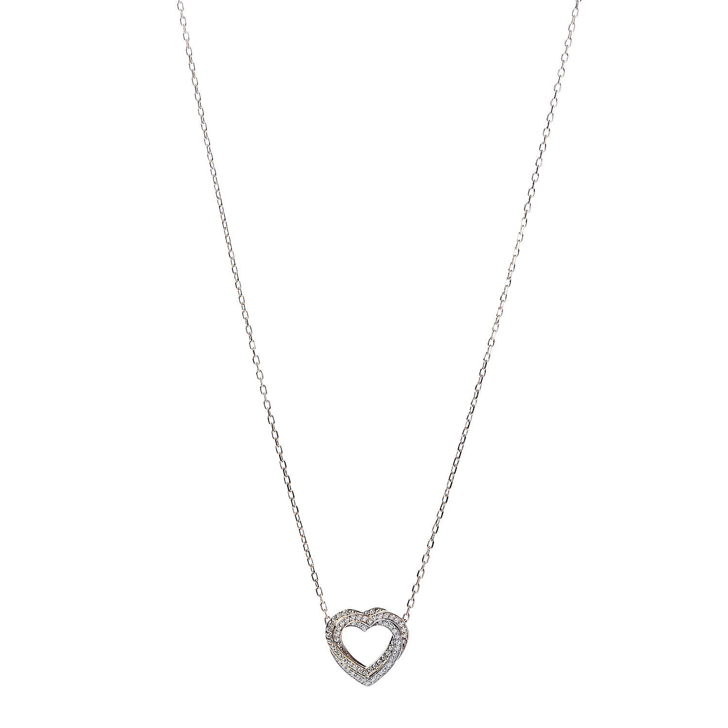 Cartier 18K Pink Yellow White Gold Diamond Trinity Heart Paved Pendant Necklace 1 of 7