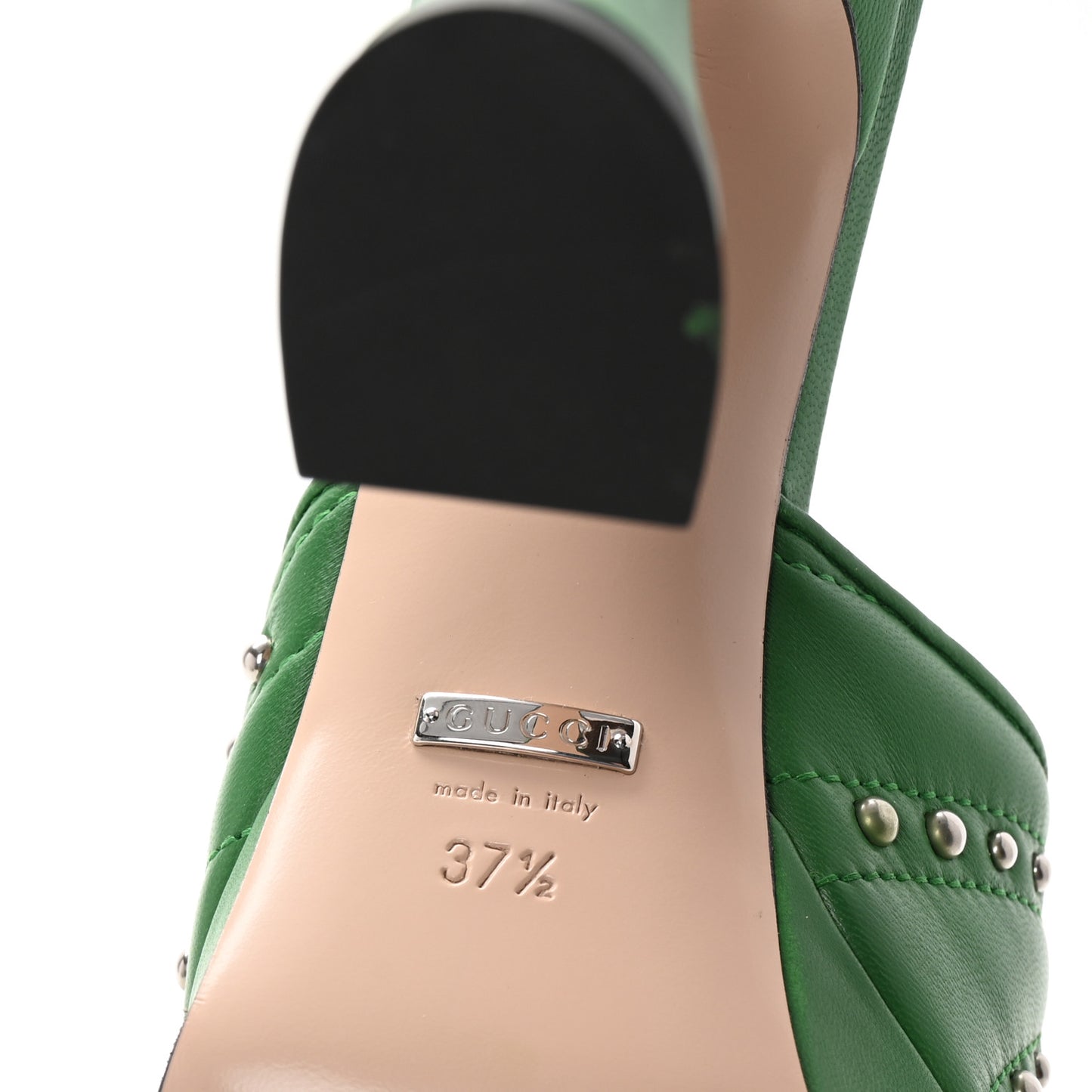 Calfskin Embellished Claire Mules 37.5 Spring Green