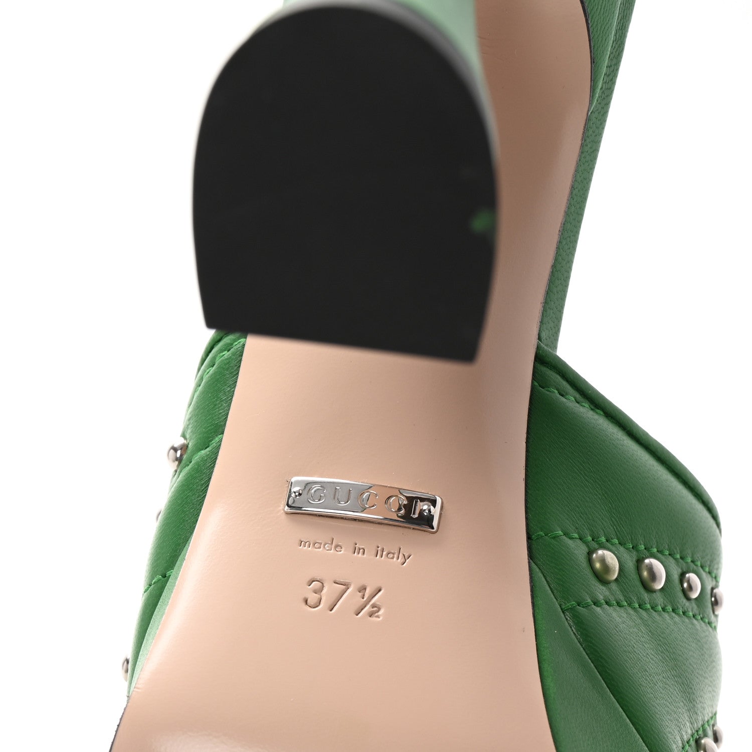 Gucci Calfskin Embellished Claire Mules 37.5 Spring Green 7 of 10