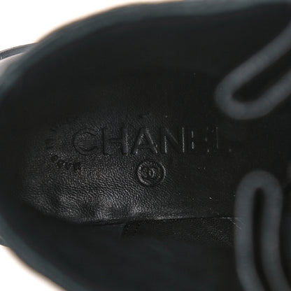 Chanel Calfskin Quilted Lace Up Combat Boots 40 Black 7 of 8