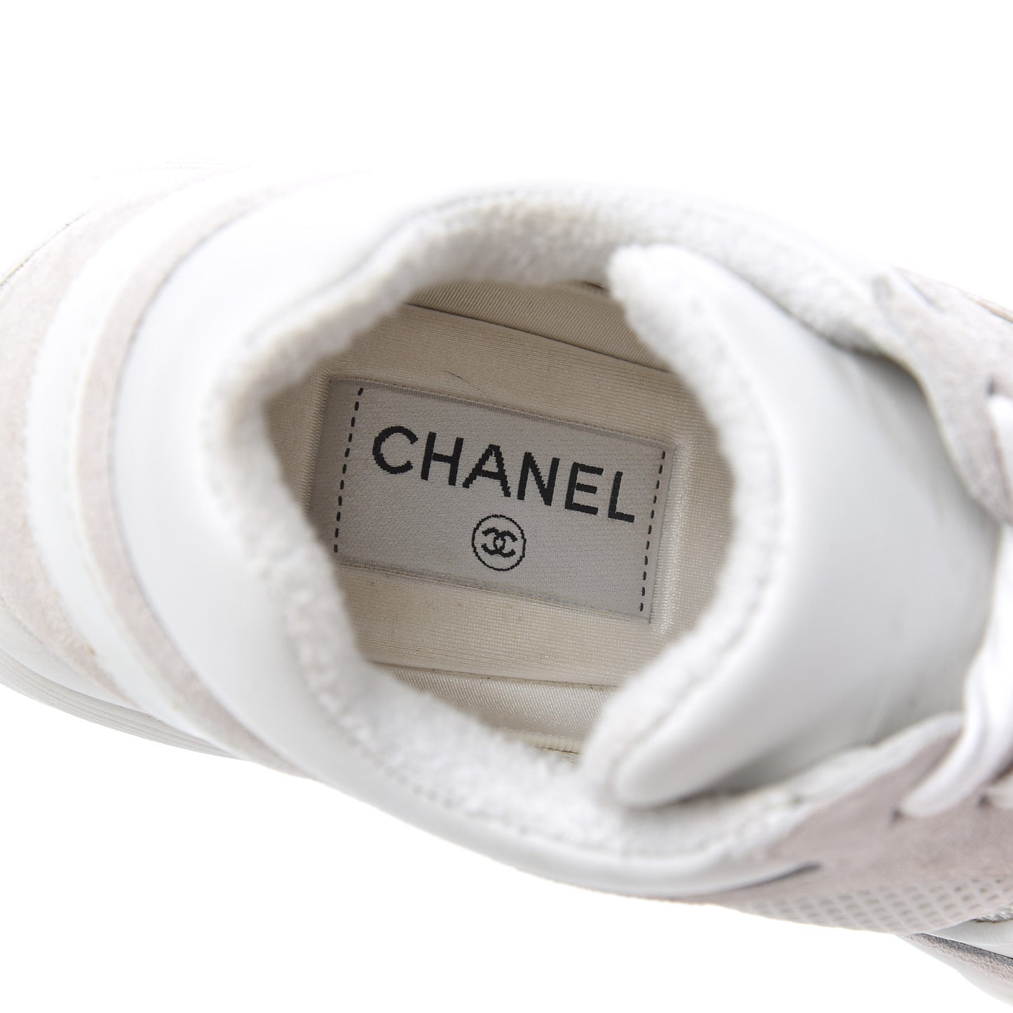 Suede Calfskin CC Sneakers 38.5 Pink White