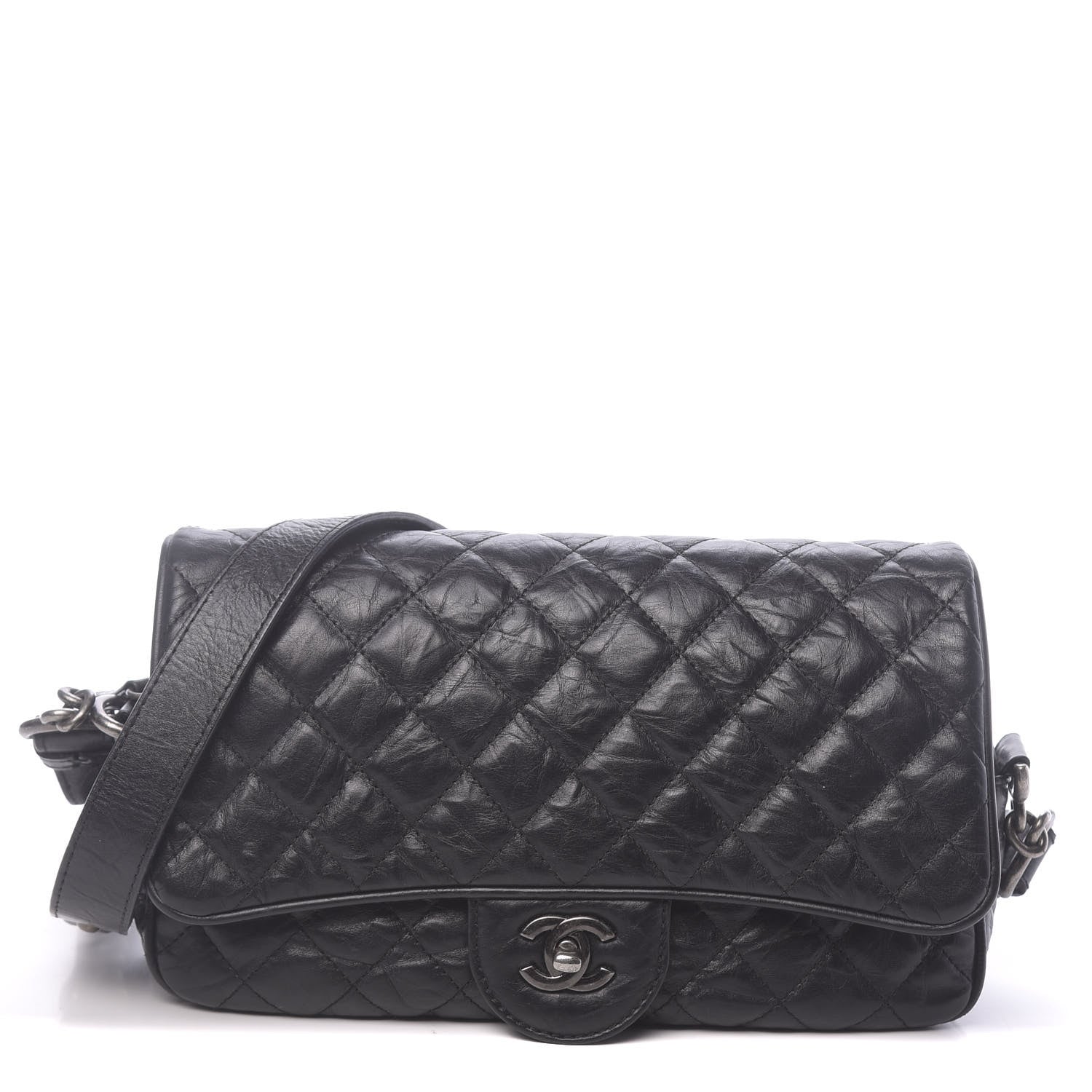 Chanel Crumpled Calfskin Quilted Small Casual Rock Flap Black 1 of 11