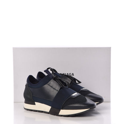 Balenciaga Mesh Calfskin Neoprene Suede Womens Race Runner Sneakers 40 Bleu Nuit 9 of 9