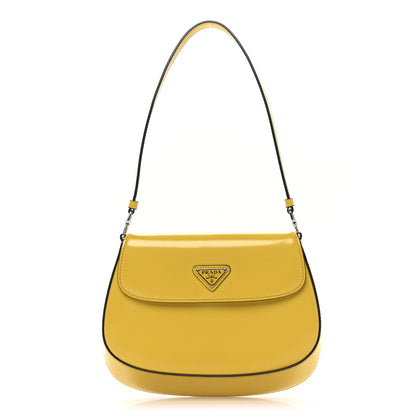 Prada Spazzolato Cleo Flap Shoulder Bag Sole Black 1 of 9