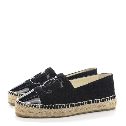 Chanel Fabric Patent Calfskin CC Espadrilles 36 Black 3 of 9