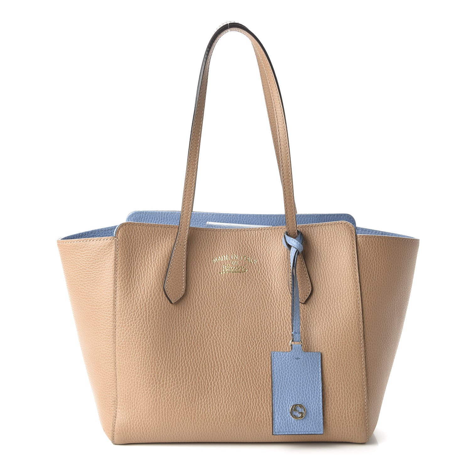 Gucci Dollar Calfskin Medium Swing Tote Camelia Mineral Blue 1 of 9