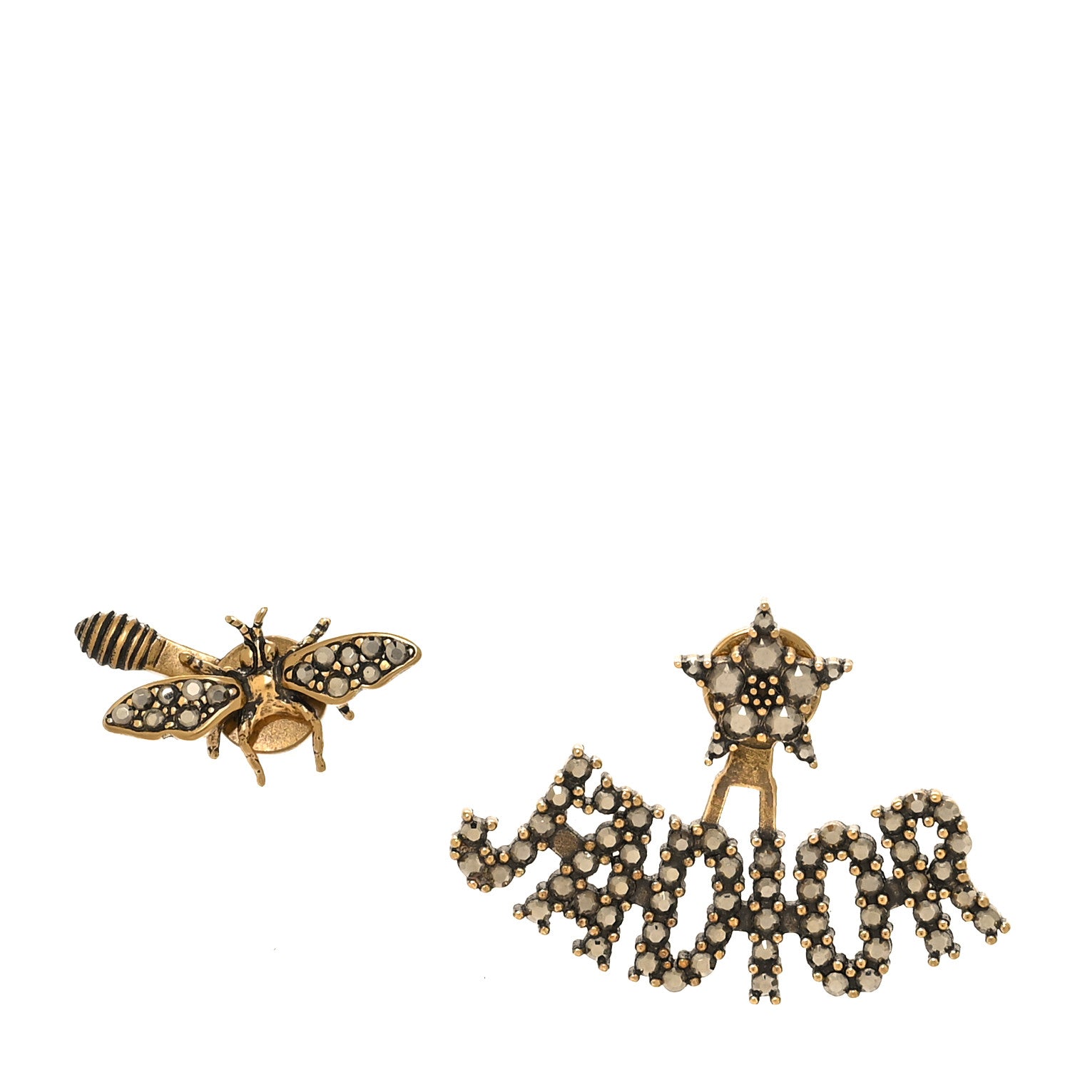 Christian Dior Metal Crystal J'Adior Earrings Aged Gold 1 of 4