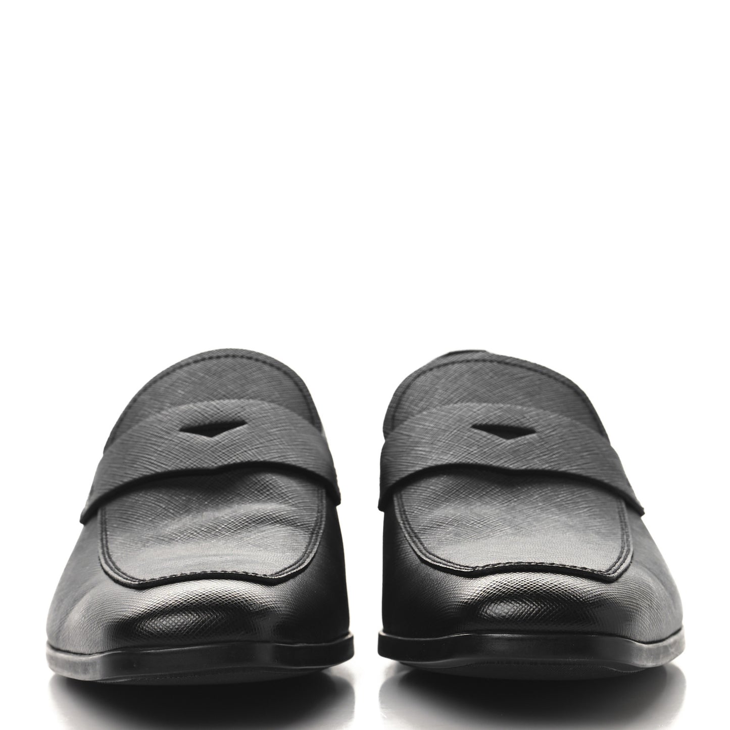Saffiano Mens Penny Loafers 9 Black