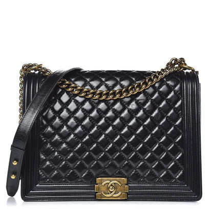 Chanel Glazed Calfskin Quilted Large Boy Flap Black 1 of 14