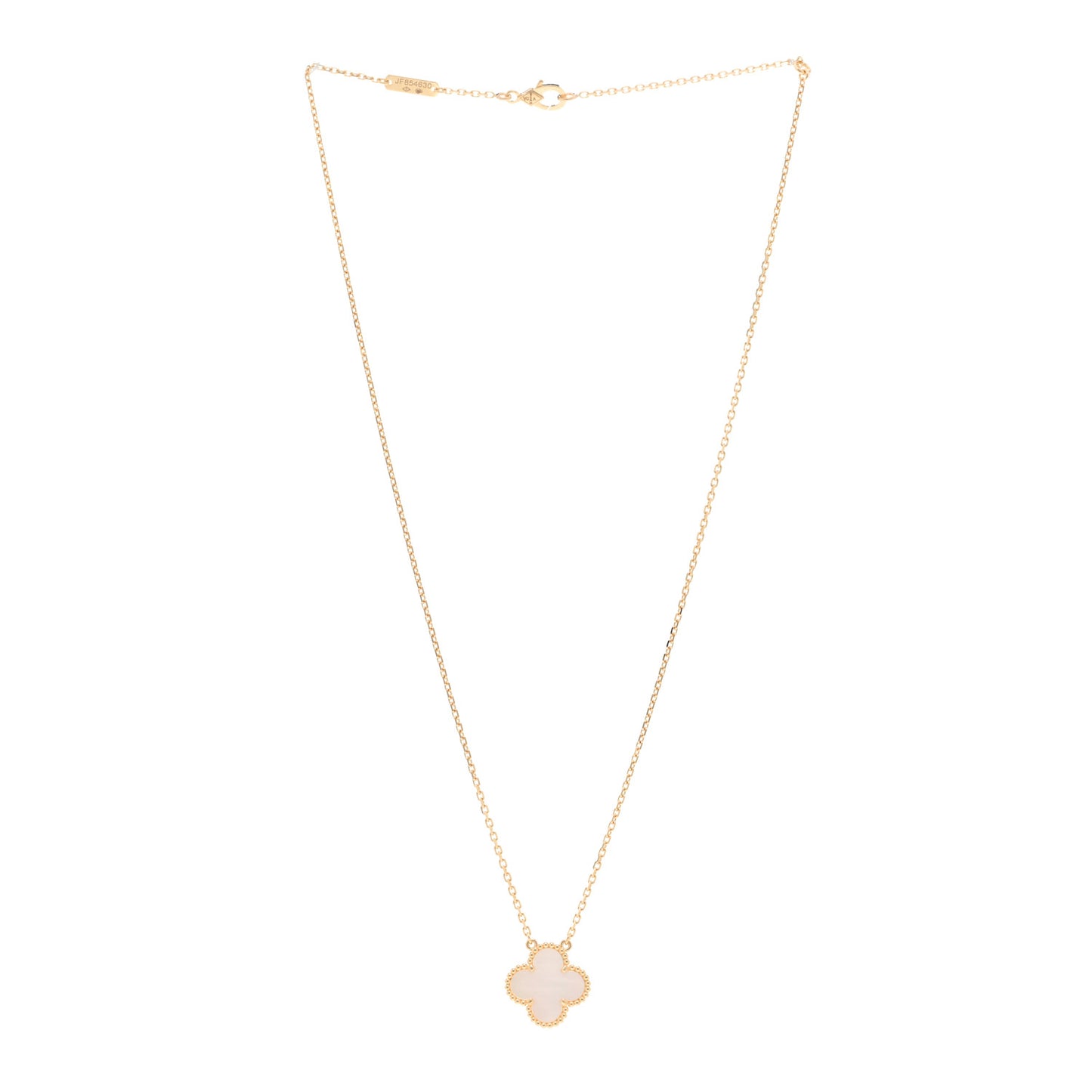 18K Yellow Gold Mother of Pearl Vintage Alhambra Pendant Necklace