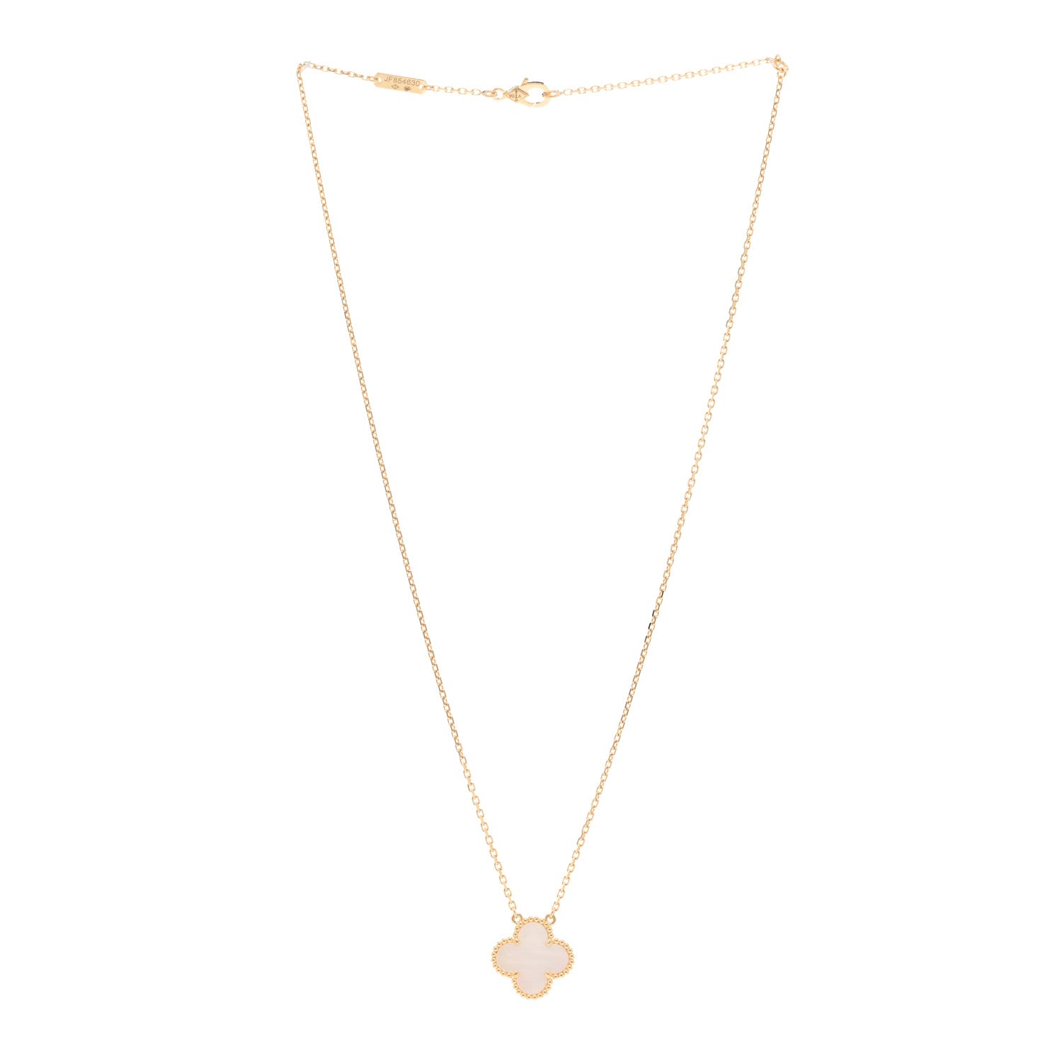 Van Cleef & Arpels 18K Yellow Gold Mother of Pearl Vintage Alhambra Pendant Necklace 3 of 4
