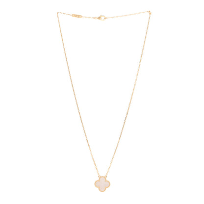 Van Cleef & Arpels 18K Yellow Gold Mother of Pearl Vintage Alhambra Pendant Necklace 3 of 4