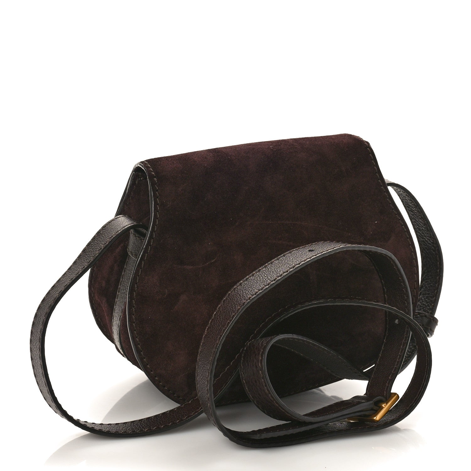 Chloe Suede Braided Small Marcie Saddle Bag Burgundy 2 of 9
