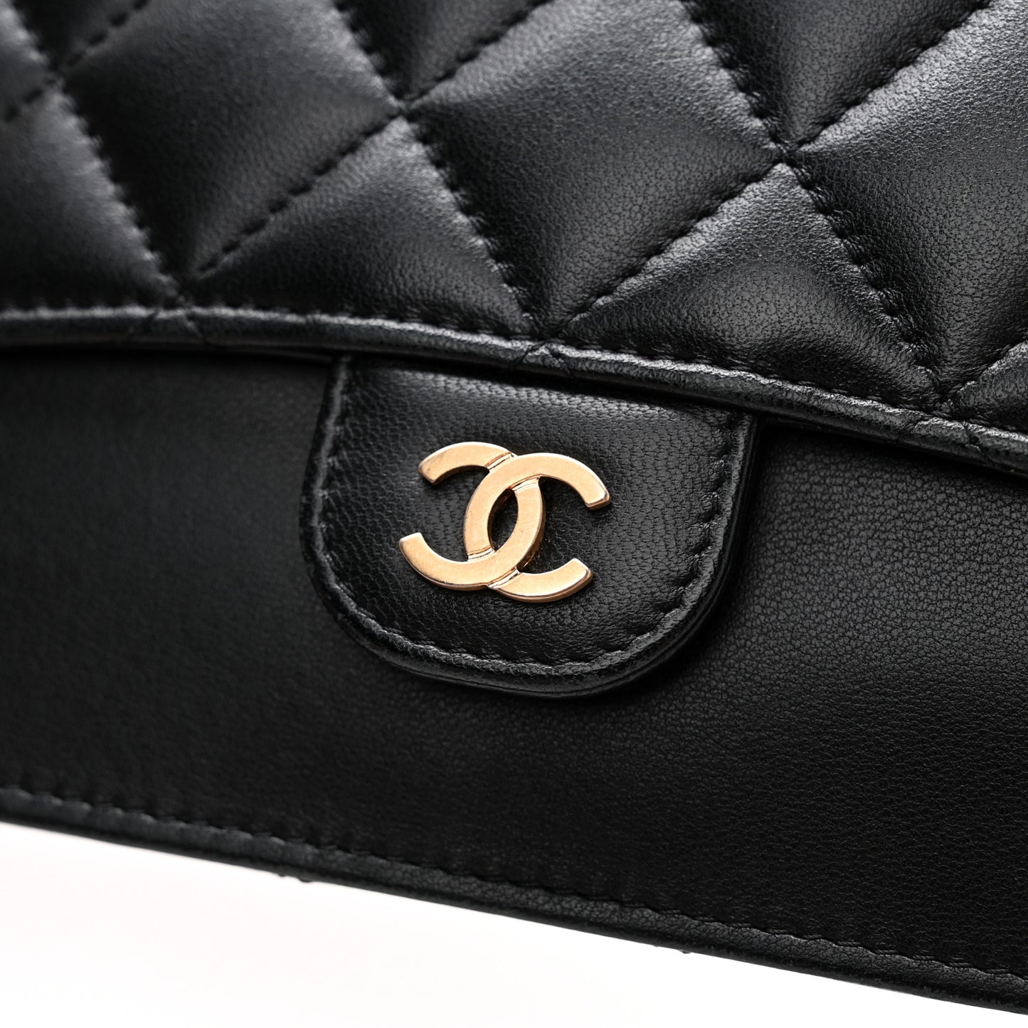 Lambskin Quilted Classic Pouch With Handle Black