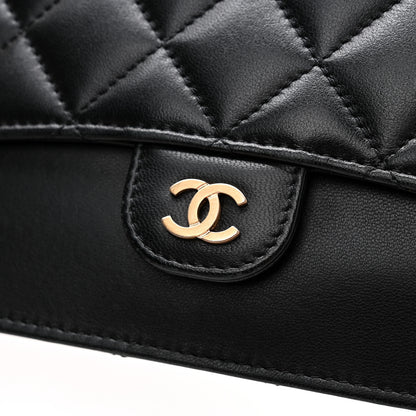 Chanel Lambskin Quilted Classic Pouch With Handle Black 9 of 11