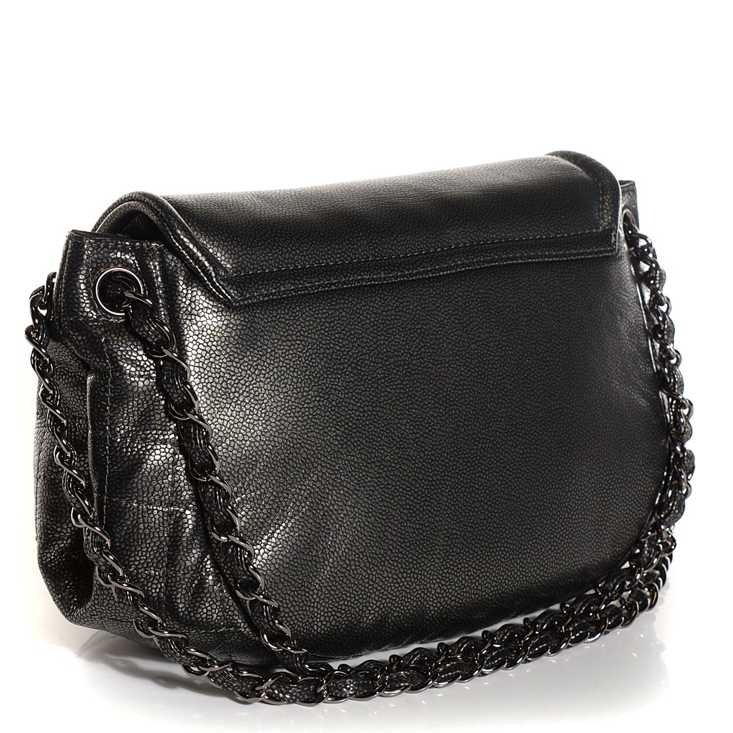 Chanel Caviar Half Moon Large Flap Dark Silver 3 of 7