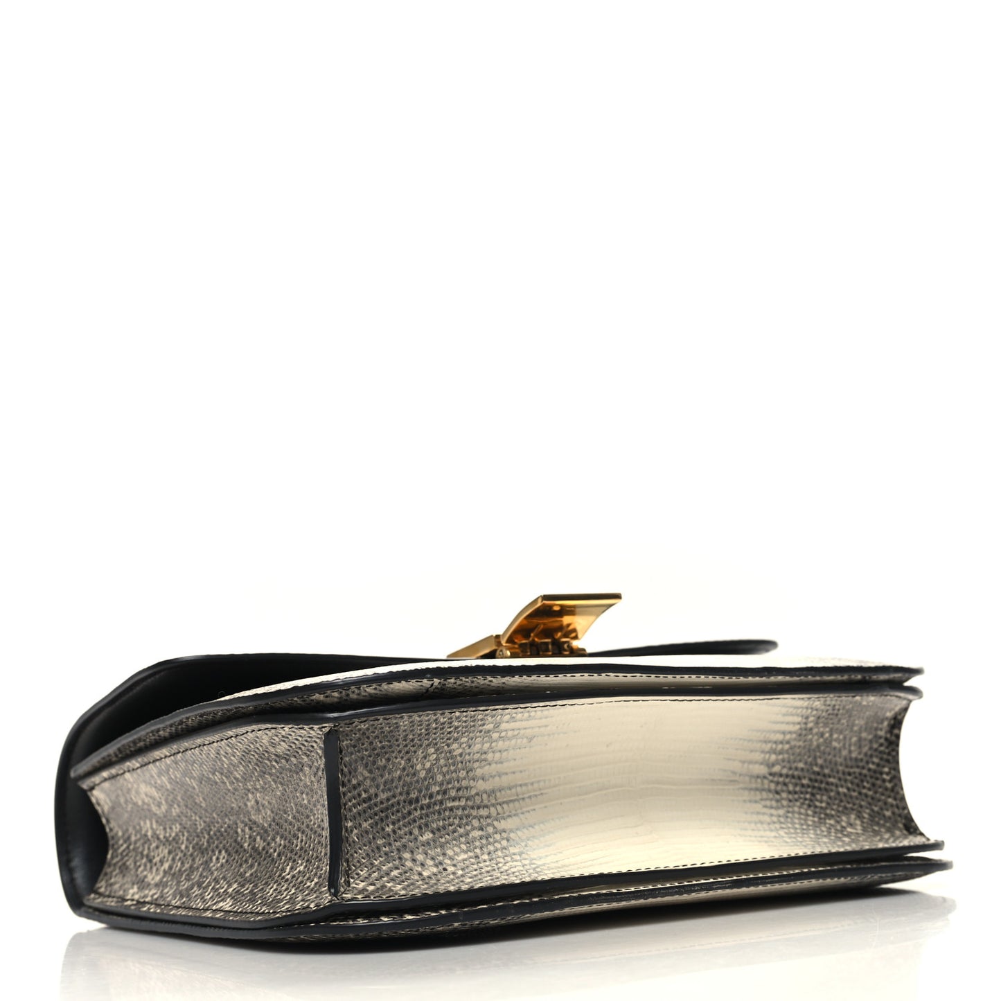 Lizard Medium Classic Box Flap Bag Natural