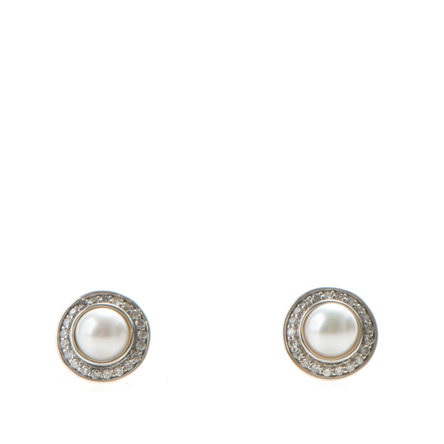Sterling Silver Diamond Pearl 6mm Petite Cerise Earrings