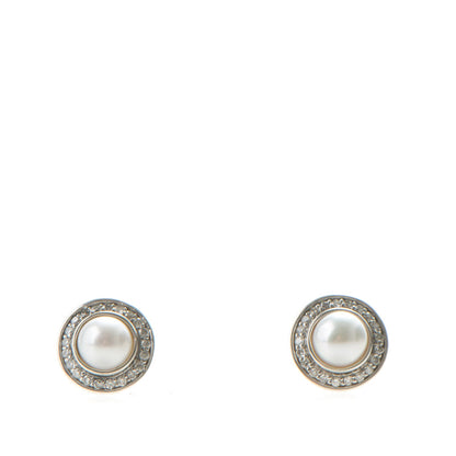 David Yurman Sterling Silver Diamond Pearl 6mm Petite Cerise Earrings 1 of 5