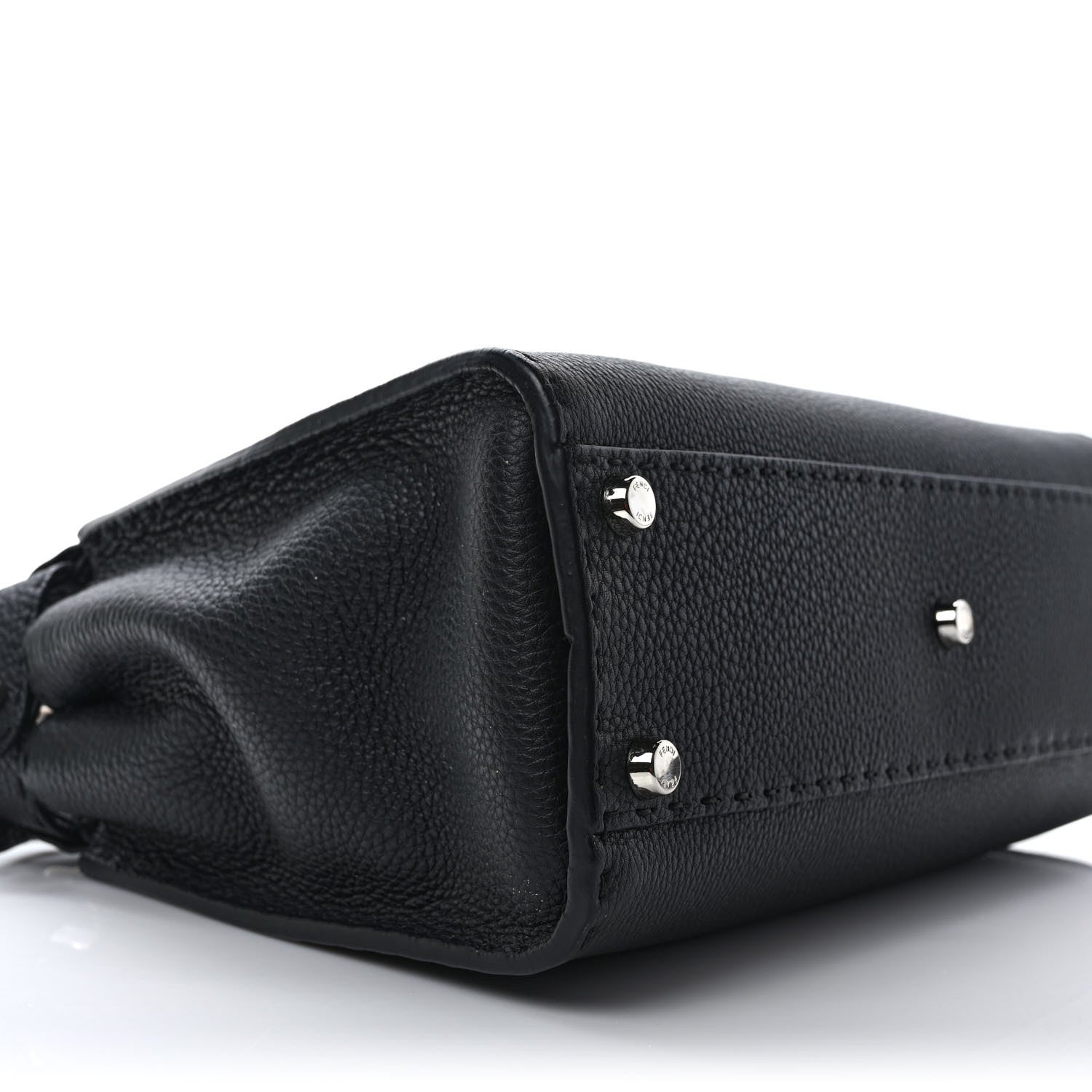 Fendi Cuoio Romano Selleria Bi-Color Medium Peekaboo Iconic Satchel Black Mou 6 of 7