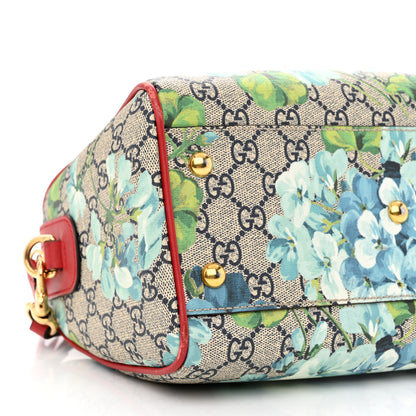 Gucci GG Supreme Monogram Blooms Small Boston Beige Blue Navy Hibiscus Red 9 of 10