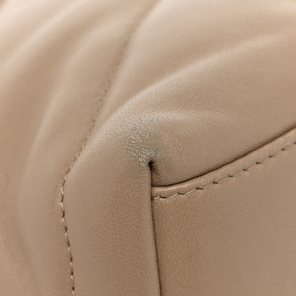 Saint Laurent Lambskin Quilted Small Loulou Puffer Monogram Chain Satchel Dark Beige 14 of 15
