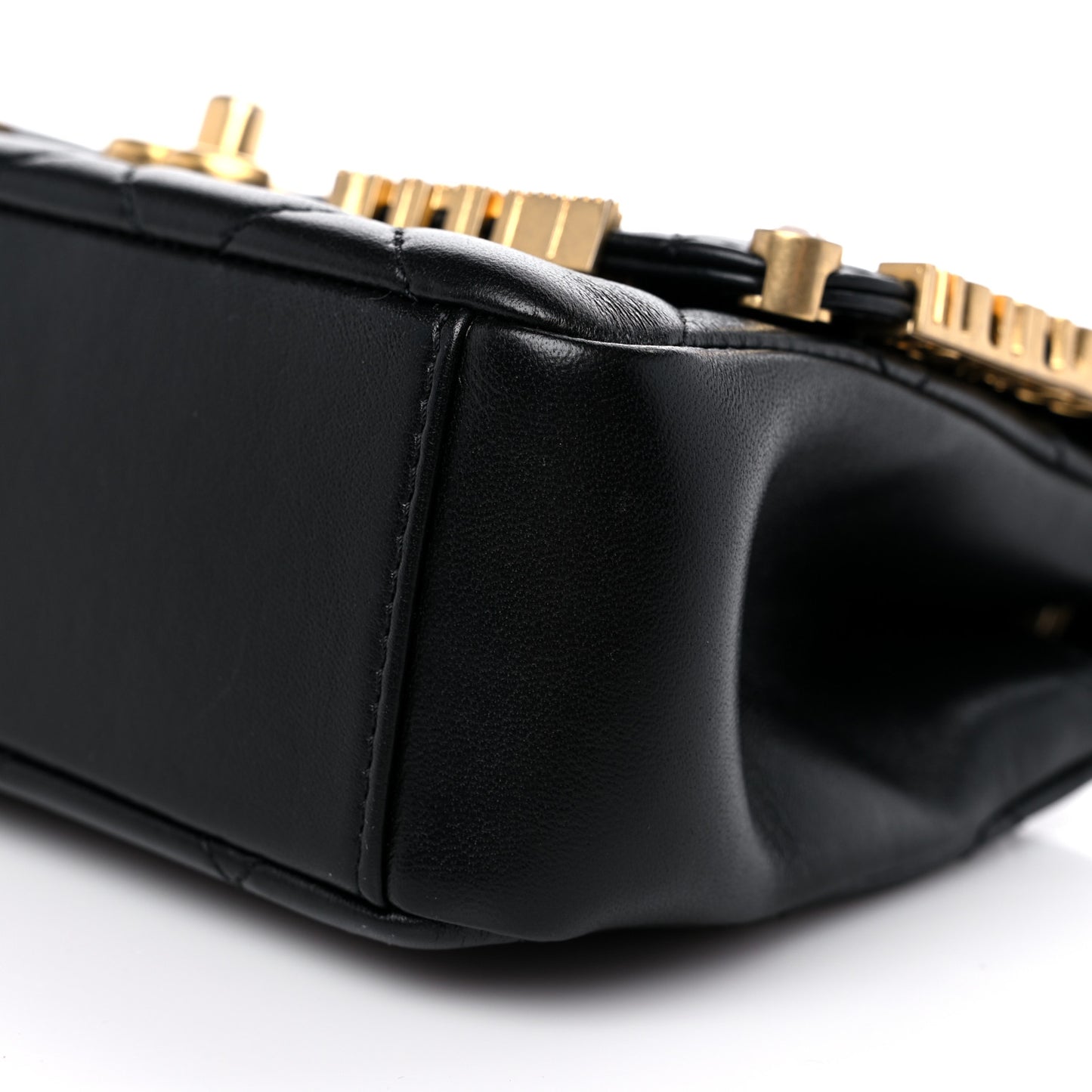 Lambskin Enamel Strass Quilted Mini Paris Monaco Flap Black