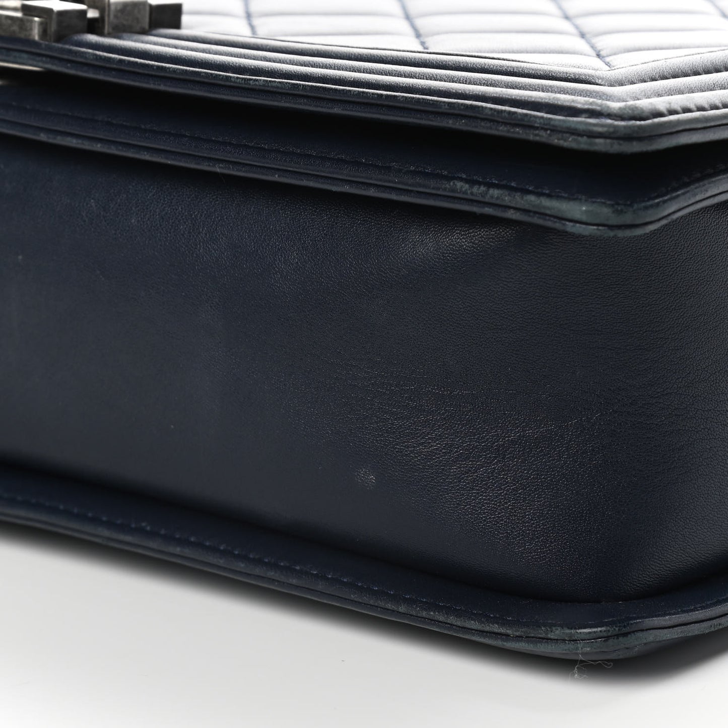 Lambskin Quilted Large Boy Flap Navy
