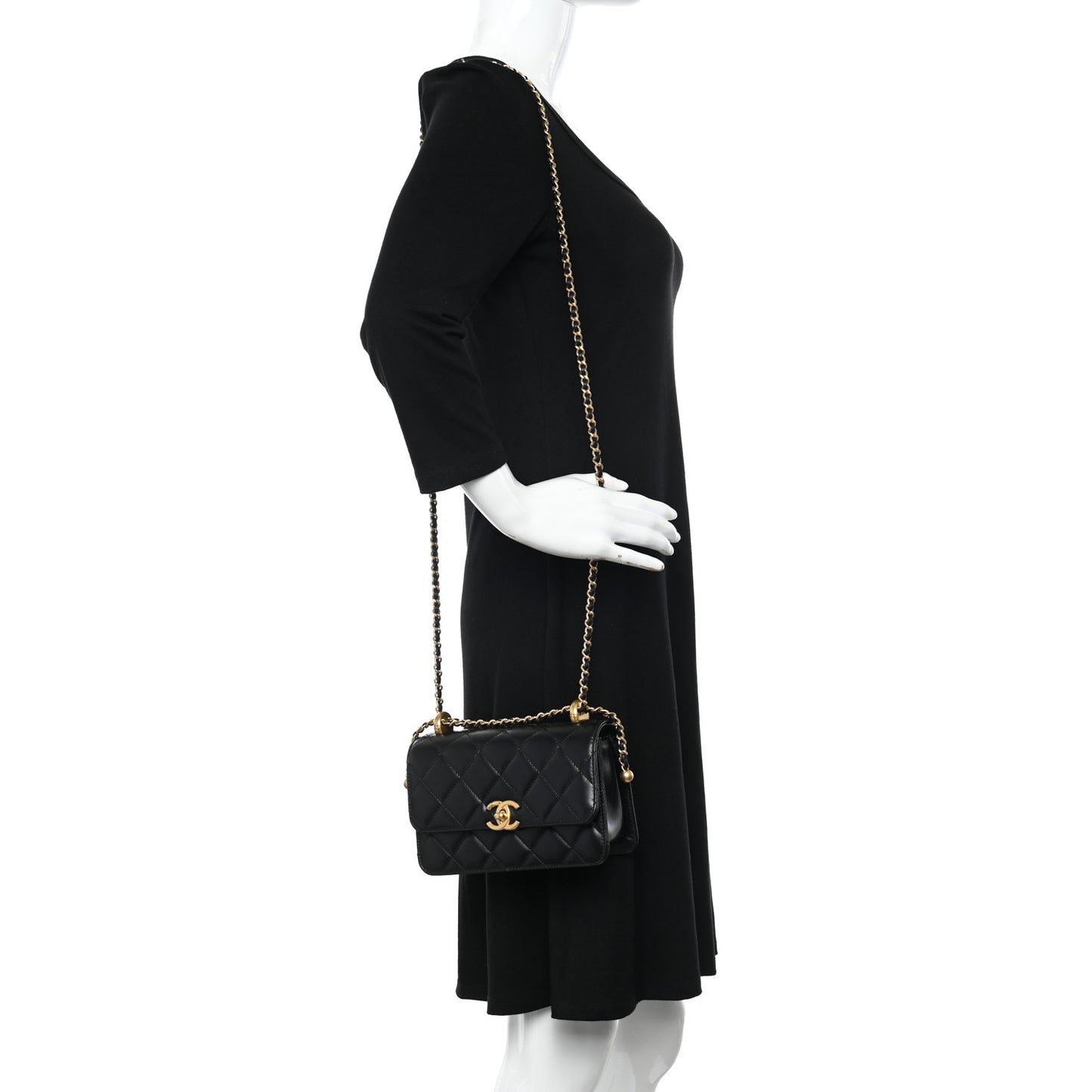 Calfskin Quilted Mini Perfect Fit Flap Black
